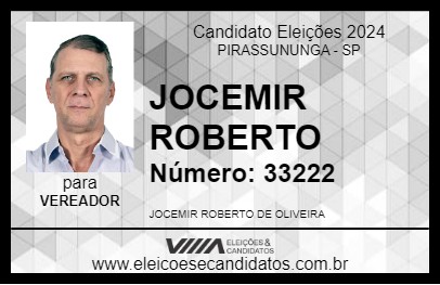 Candidato JOCEMIR ROBERTO 2024 - PIRASSUNUNGA - Eleições