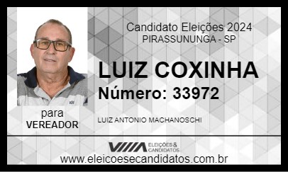 Candidato LUIZ COXINHA 2024 - PIRASSUNUNGA - Eleições