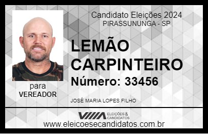 Candidato LEMÃO CARPINTEIRO 2024 - PIRASSUNUNGA - Eleições