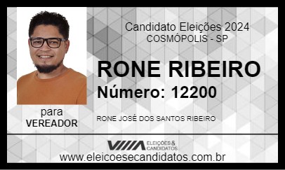 Candidato RONE RIBEIRO 2024 - COSMÓPOLIS - Eleições