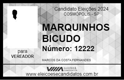 Candidato MARQUINHOS BICUDO 2024 - COSMÓPOLIS - Eleições