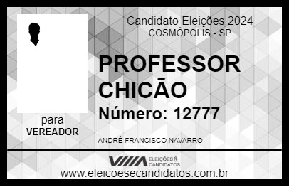 Candidato PROFESSOR CHICÃO 2024 - COSMÓPOLIS - Eleições