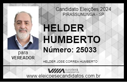 Candidato HELDER HUMBERTO 2024 - PIRASSUNUNGA - Eleições