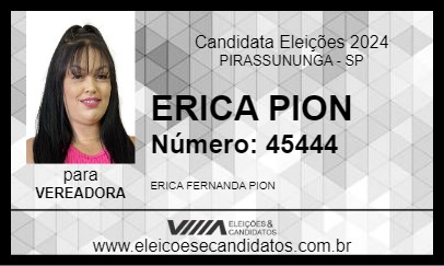 Candidato ERICA PION 2024 - PIRASSUNUNGA - Eleições