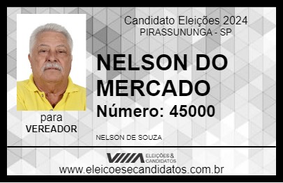 Candidato NELSON DO MERCADO 2024 - PIRASSUNUNGA - Eleições