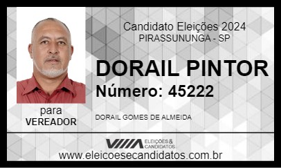 Candidato DORAIL PINTOR 2024 - PIRASSUNUNGA - Eleições