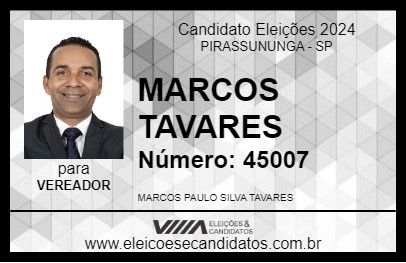 Candidato MARCOS TAVARES 2024 - PIRASSUNUNGA - Eleições