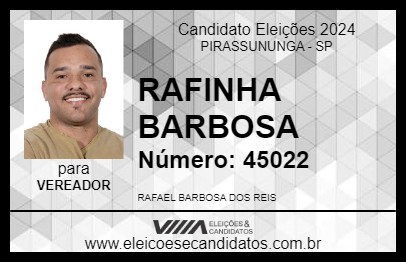 Candidato RAFINHA BARBOSA 2024 - PIRASSUNUNGA - Eleições