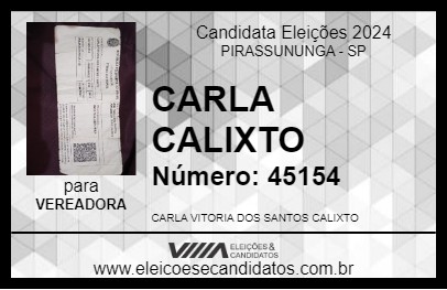 Candidato CARLA CALIXTO 2024 - PIRASSUNUNGA - Eleições