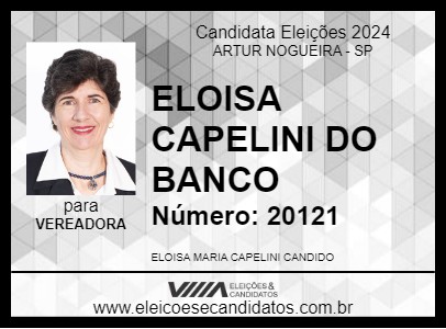 Candidato ELOISA CAPELINI DO BANCO 2024 - ARTUR NOGUEIRA - Eleições