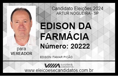 Candidato EDISON DA FARMÁCIA 2024 - ARTUR NOGUEIRA - Eleições