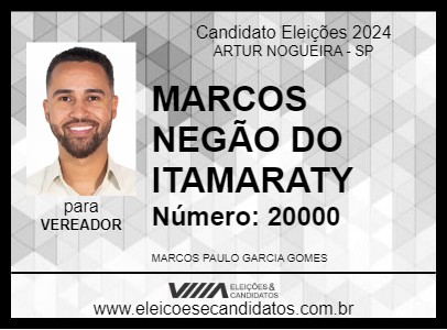 Candidato MARCOS NEGÃO DO ITAMARATY 2024 - ARTUR NOGUEIRA - Eleições