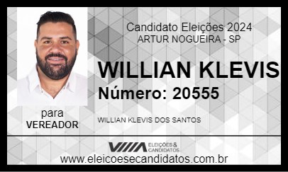 Candidato WILLIAN KLEVIS 2024 - ARTUR NOGUEIRA - Eleições