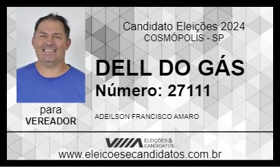 Candidato DELL DO GÁS 2024 - COSMÓPOLIS - Eleições