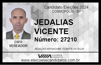 Candidato JEDALIAS VICENTE 2024 - COSMÓPOLIS - Eleições