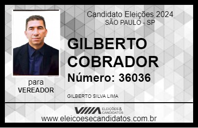 Candidato GILBERTO COBRADOR 2024 - SÃO PAULO - Eleições