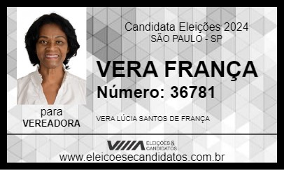 Candidato VERA FRANÇA 2024 - SÃO PAULO - Eleições