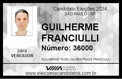 Candidato GUILHERME FRANCIULLI 2024 - SÃO PAULO - Eleições