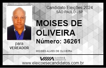 Candidato MOISES DE OLIVEIRA 2024 - SÃO PAULO - Eleições