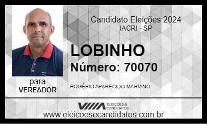 Candidato LOBINHO 2024 - IACRI - Eleições