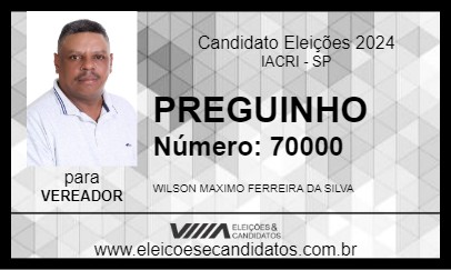 Candidato PREGUINHO 2024 - IACRI - Eleições