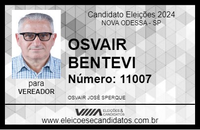 Candidato OSVAIR BENTEVI 2024 - NOVA ODESSA - Eleições