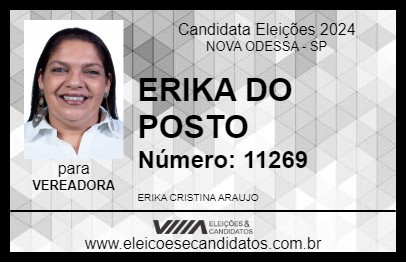 Candidato ERIKA DO POSTO 2024 - NOVA ODESSA - Eleições