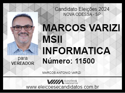 Candidato MARCOS VARIZI MSII INFORMATICA 2024 - NOVA ODESSA - Eleições