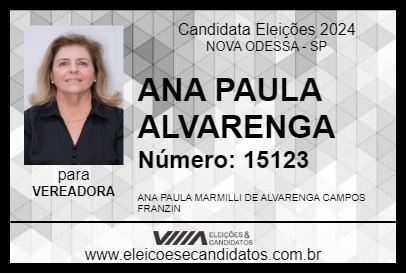 Candidato ANA PAULA ALVARENGA 2024 - NOVA ODESSA - Eleições