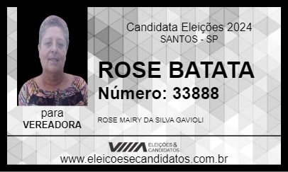 Candidato ROSE BATATA 2024 - SANTOS - Eleições