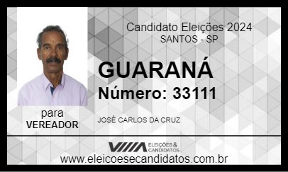 Candidato GUARANÁ 2024 - SANTOS - Eleições