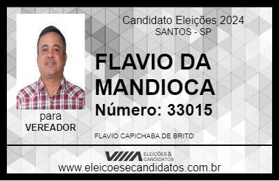 Candidato FLAVIO DA MANDIOCA 2024 - SANTOS - Eleições