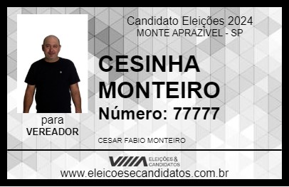 Candidato CESINHA MONTEIRO 2024 - MONTE APRAZÍVEL - Eleições