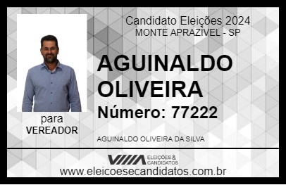 Candidato AGUINALDO OLIVEIRA 2024 - MONTE APRAZÍVEL - Eleições