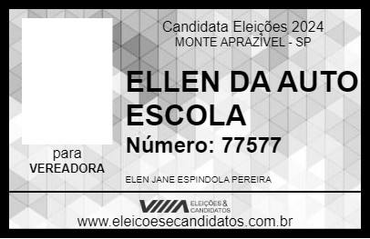 Candidato ELLEN DA AUTO ESCOLA 2024 - MONTE APRAZÍVEL - Eleições