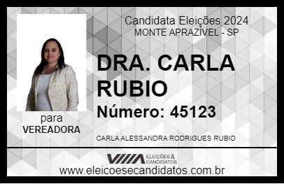 Candidato DRA. CARLA RUBIO 2024 - MONTE APRAZÍVEL - Eleições