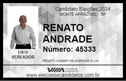 Candidato RENATO ANDRADE 2024 - MONTE APRAZÍVEL - Eleições