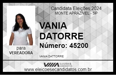 Candidato VANIA DATORRE 2024 - MONTE APRAZÍVEL - Eleições