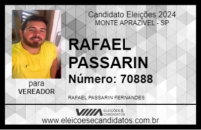 Candidato RAFAEL PASSARIN 2024 - MONTE APRAZÍVEL - Eleições