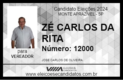 Candidato ZÉ CARLOS DA RITA 2024 - MONTE APRAZÍVEL - Eleições