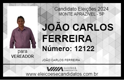 Candidato JOÃO CARLOS FERREIRA 2024 - MONTE APRAZÍVEL - Eleições