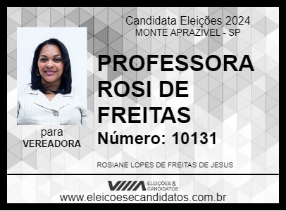 Candidato PROFESSORA ROSI DE FREITAS 2024 - MONTE APRAZÍVEL - Eleições