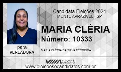 Candidato MARIA CLÉRIA 2024 - MONTE APRAZÍVEL - Eleições