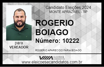 Candidato ROGERIO BOIAGO 2024 - MONTE APRAZÍVEL - Eleições