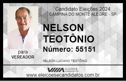 Candidato NELSON TEOTÔNIO 2024 - CAMPINA DO MONTE ALEGRE - Eleições