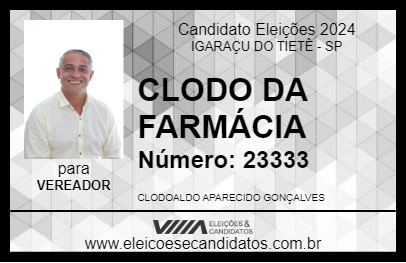 Candidato CLODO DA FARMÁCIA 2024 - IGARAÇU DO TIETÊ - Eleições