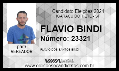 Candidato FLAVIO BINDI 2024 - IGARAÇU DO TIETÊ - Eleições