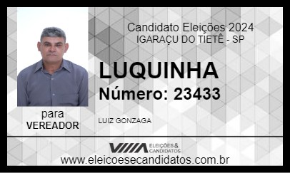 Candidato LUQUINHA 2024 - IGARAÇU DO TIETÊ - Eleições