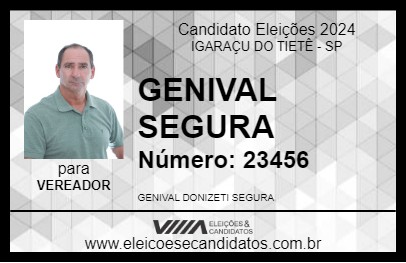 Candidato GENIVAL SEGURA 2024 - IGARAÇU DO TIETÊ - Eleições