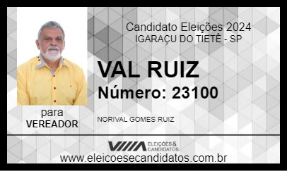 Candidato VAL RUIZ 2024 - IGARAÇU DO TIETÊ - Eleições